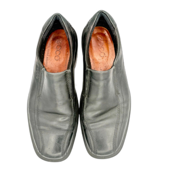 Ecco Black Leather Apron Toe Slip-On Loafers Men’s sz EU 44 US 10.5-11